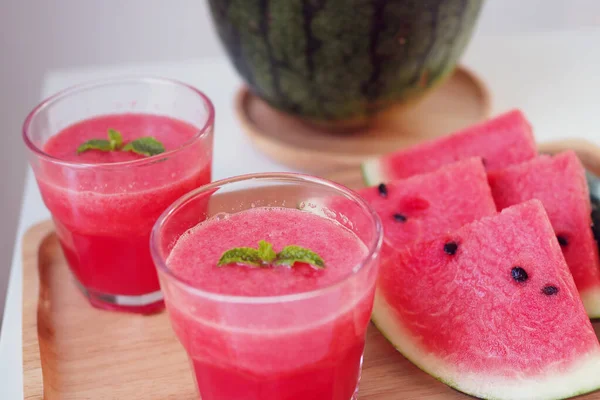 Cold Fresh Watermelon Smoothie Drink Summer Good Health — Stock Photo, Image