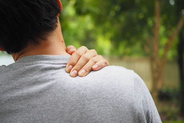 Bolest Krku Ramene Svalové Zranění Člověka — Stock fotografie