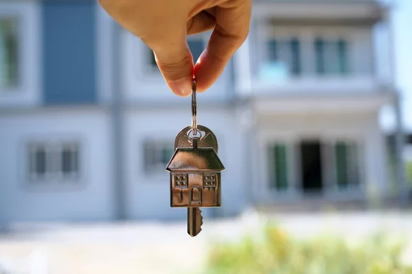 Landlord Unlocks House Key New Home — Stock Photo, Image