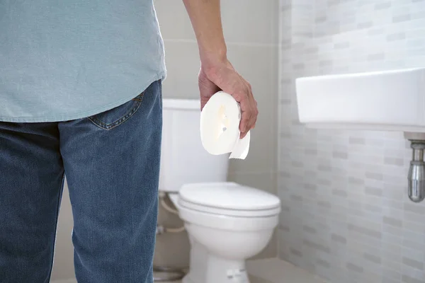 Men Have Abdominal Pain Want Shit Diarrhea Concept — Zdjęcie stockowe