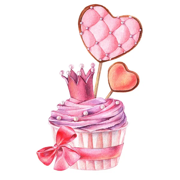 Aquarell Cupcake Süßigkeiten — Stockfoto