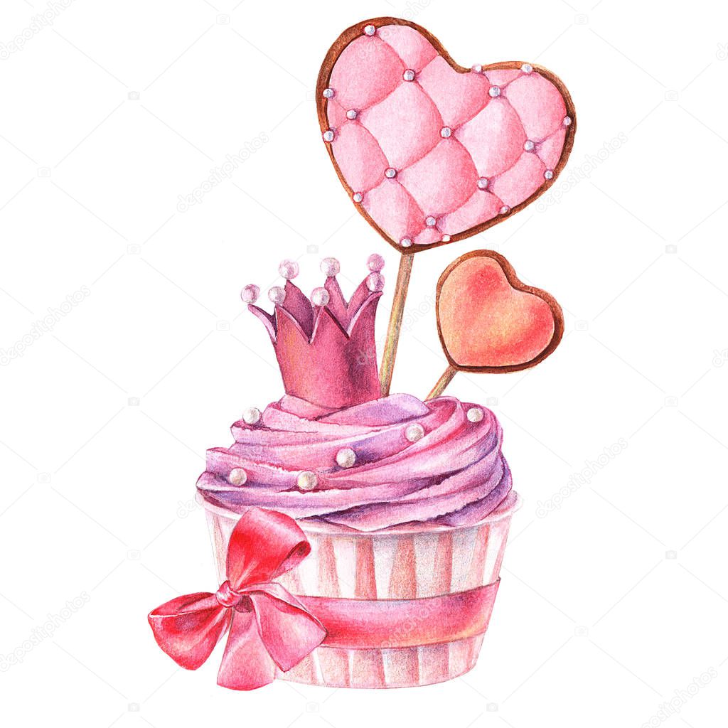 watercolor cupcake sweets