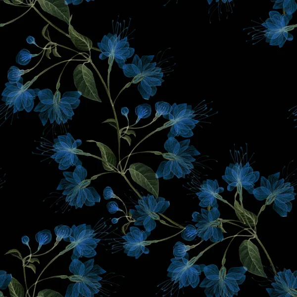 Seamless transparent flowers