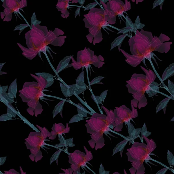 Seamless transparent flowers
