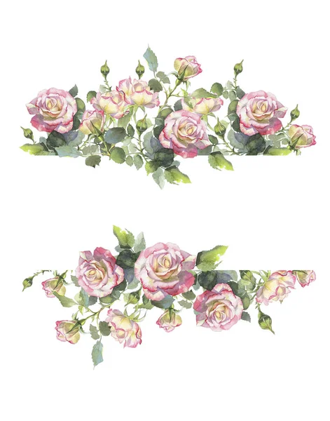 Красивая цветочная рамка с роскошными букетами пионов, роз — стоковое фото