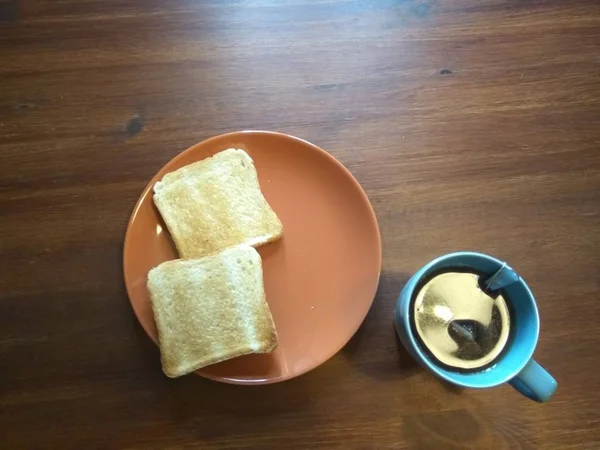 Breakfast Coffee Toast — 图库照片