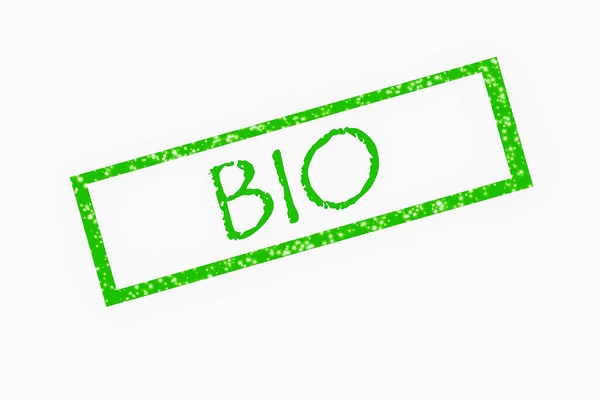 Πράσινο φόντο Bio Stamp — Φωτογραφία Αρχείου