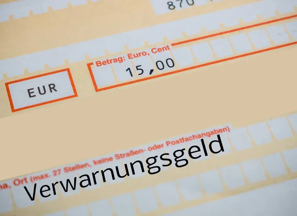 Warning money slip in german — Stock Photo, Image