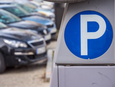 Parking machine in a city clipart