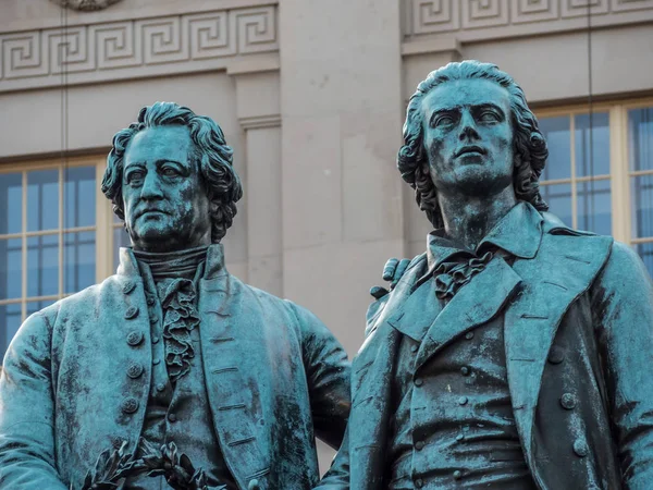 Monumento a Goethe Schiller a Weimar — Foto Stock