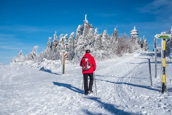 Nordic Walking na szczyt — Zdjęcie stockowe