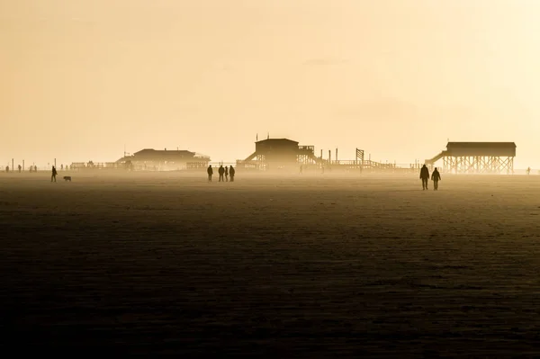 Sea mist at the beach in St.Peter Ording — Stock Photo, Image