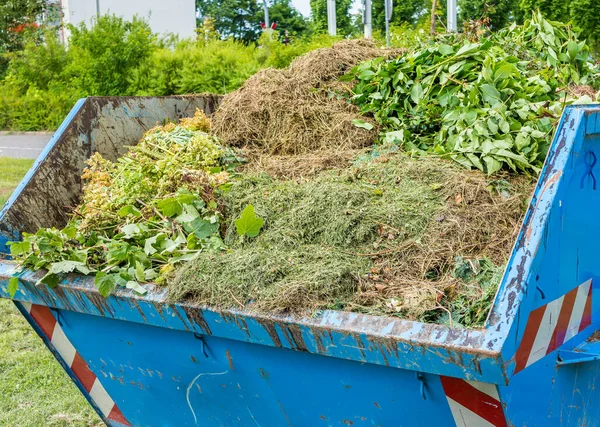 Recipiente com reciclagem de resíduos verdes — Fotografia de Stock