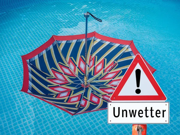 Umbrella weather sign in german