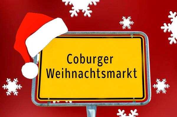Ortsschild Coburger Weihnachtsmarkt — Stockfoto
