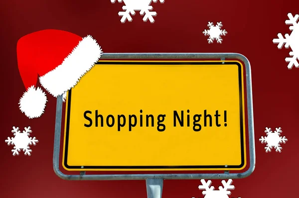 Segno di toponimo Shopping Night — Foto Stock