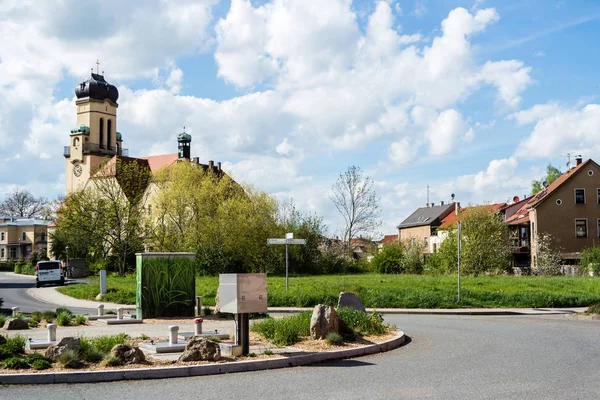 Crimmitschau St. Johanniskirche achtergrond — Stockfoto