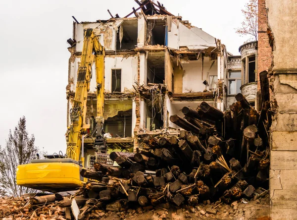 Travaux de démolition bâtiment fond — Photo
