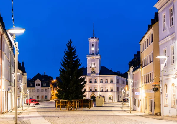 Schneeberg radnice v noci — Stock fotografie