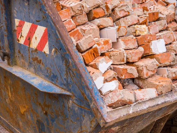 Brick debris Container construction site — Stock Photo, Image