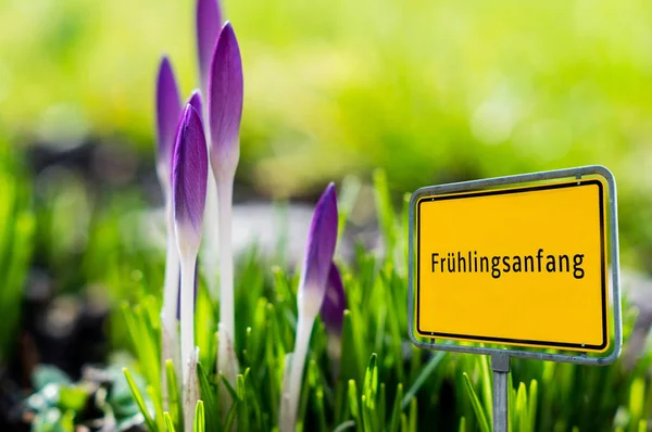 Deutsches Zeichen "frühlingsanfang" — Stockfoto