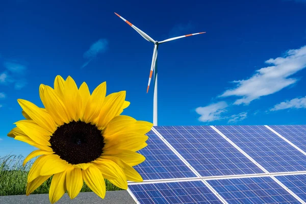 New Energy, Solar Energy and Wind Power — Stock Photo, Image