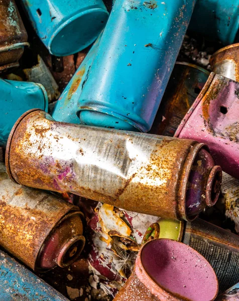 Old rusty spray cans