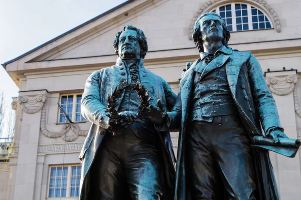 Goethe e monumento schiller — Foto Stock