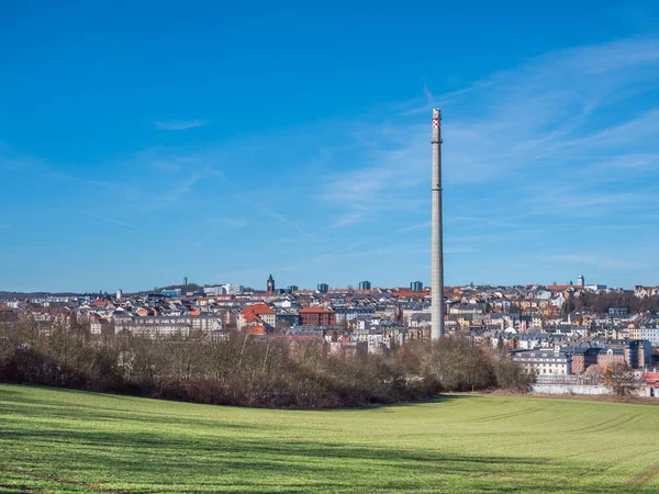 Skyline Plauen na Saxônia Alemanha Oriental — Fotografia de Stock