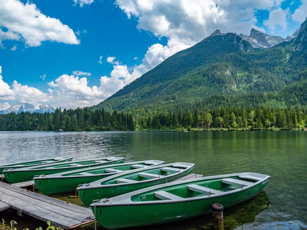 Boats on the Hintersee in the National Park Berchtesgaden — Stock Photo, Image