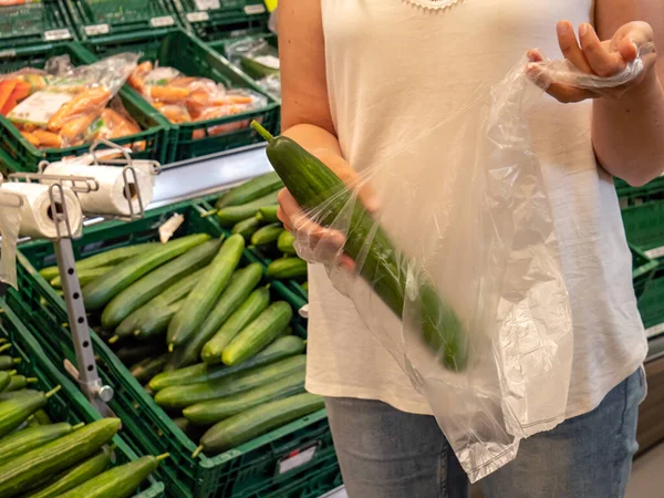 Plastic bags in the supermarket — Stock Photo, Image