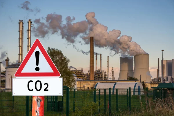 Προσοχή φόντο ασπίδα Co2 — Φωτογραφία Αρχείου