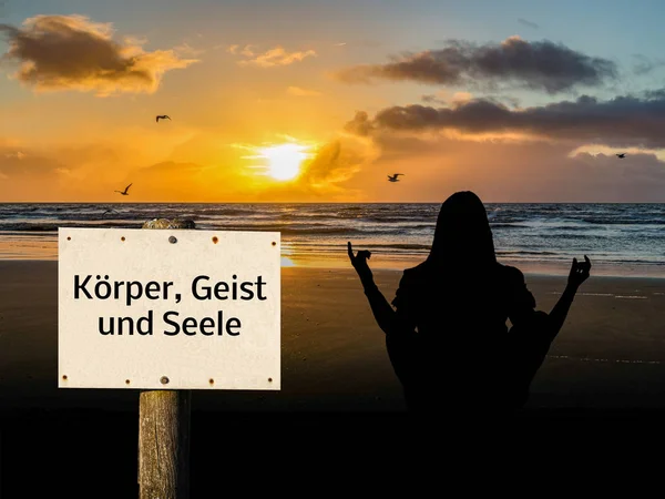 Deutscher Schild für Körper, Geist und Seele — Stockfoto