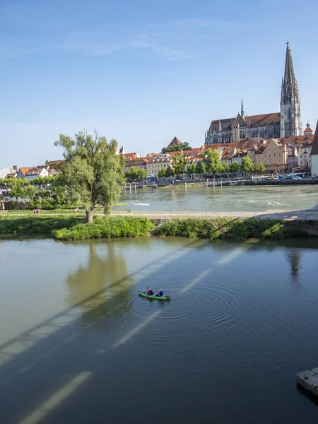 Regensburg a felső-palatinátusban a Dunával — Stock Fotó