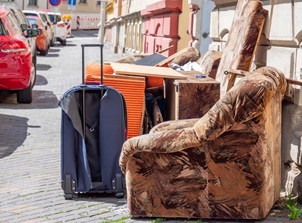 Bulky waste on the road to collection — Stock Photo, Image