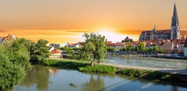 Panoramic view of Regensburg at sunset clipart