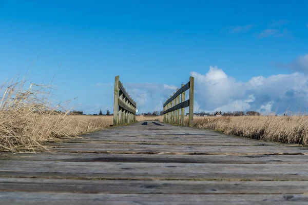 Nordsjön med träpir — Stockfoto