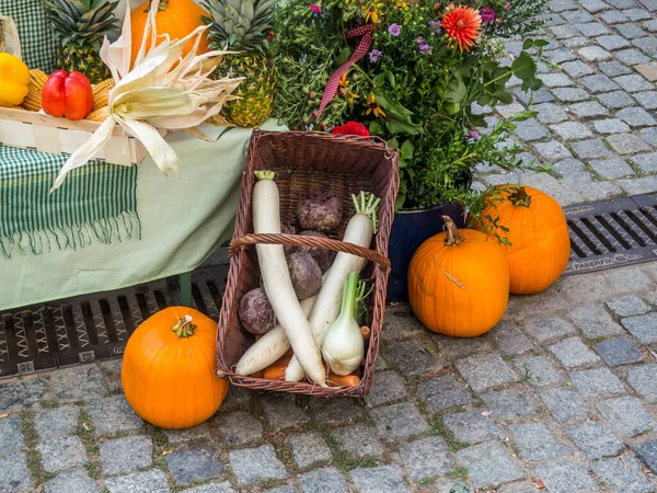 Autumn market weekly market with pumpkins