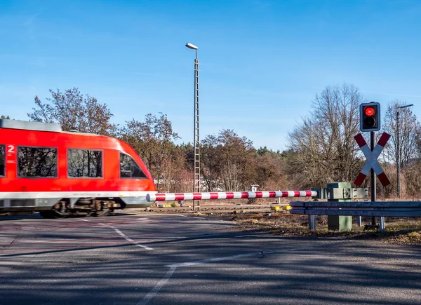 Spoorwegovergang in Duitsland — Stockfoto