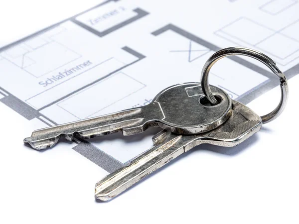 Own apartment floor plan with keychain Stock Photo