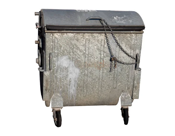 Contenedor de residuos metálicos aislado sobre fondo blanco — Foto de Stock