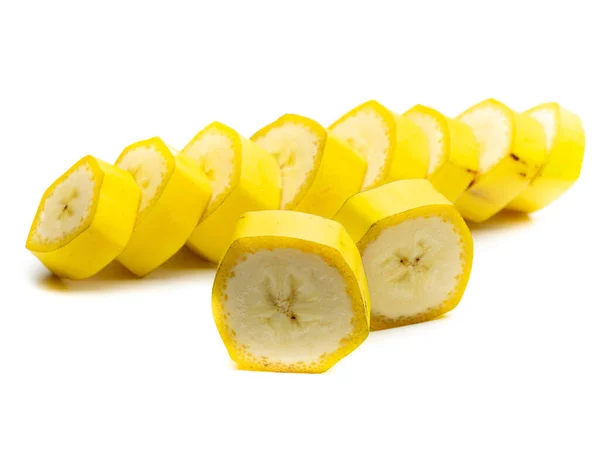 Many slices of banana isolated — Stock Photo, Image