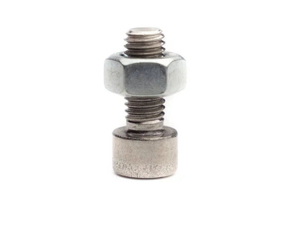 Single screw with nut isolated — 스톡 사진