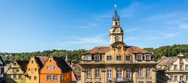 Panorama stadshus i Schwaebisch Hall i Tyskland — Stockfoto