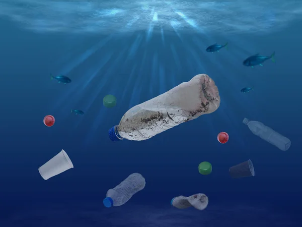 Plastic waste problem in the world's oceans — Stockfoto