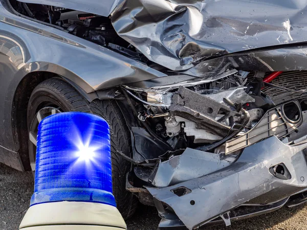 Luces azules con accidente de tráfico. — Foto de Stock