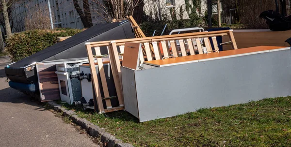 Panoramic bulky waste on the roadside — Stock Photo, Image