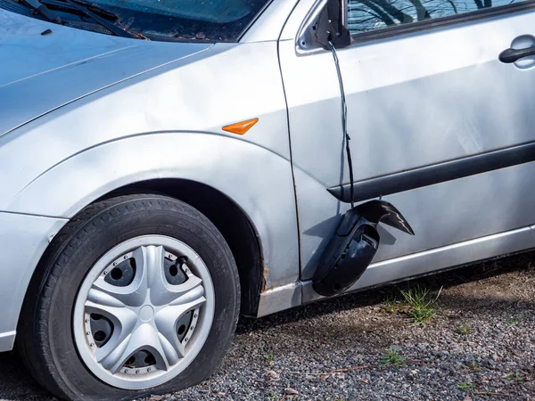 Property damage vandalism on the car mirror — Stock Photo, Image