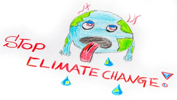 Stop Climate Change Cartoon Painted — стоковое фото