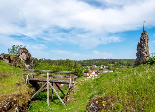 Dřevěný Most Franckém Švýcarsku — Stock fotografie